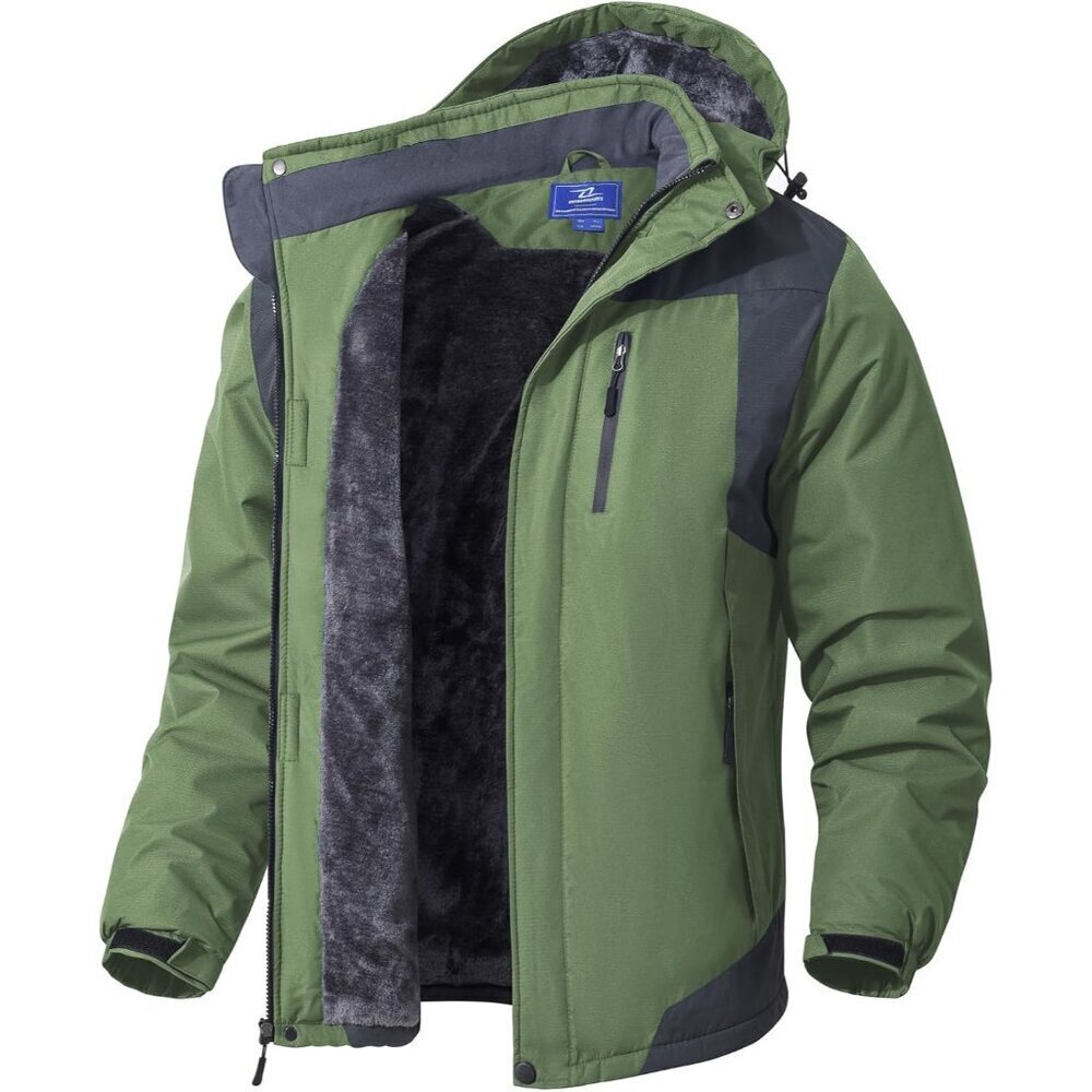 Mens Skiing Jackets with Hoode Snowboarding Waterproof Fleece Liner Coats Windpr